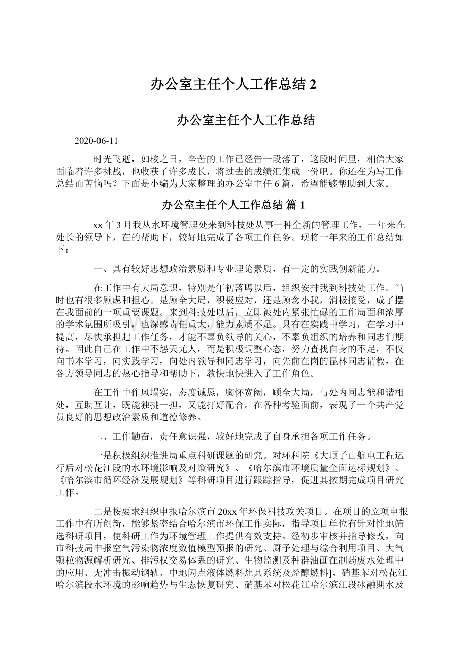 办公室主任个人工作总结 2.docx