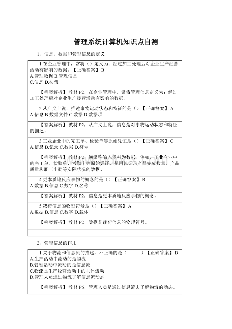 管理系统计算机知识点自测.docx