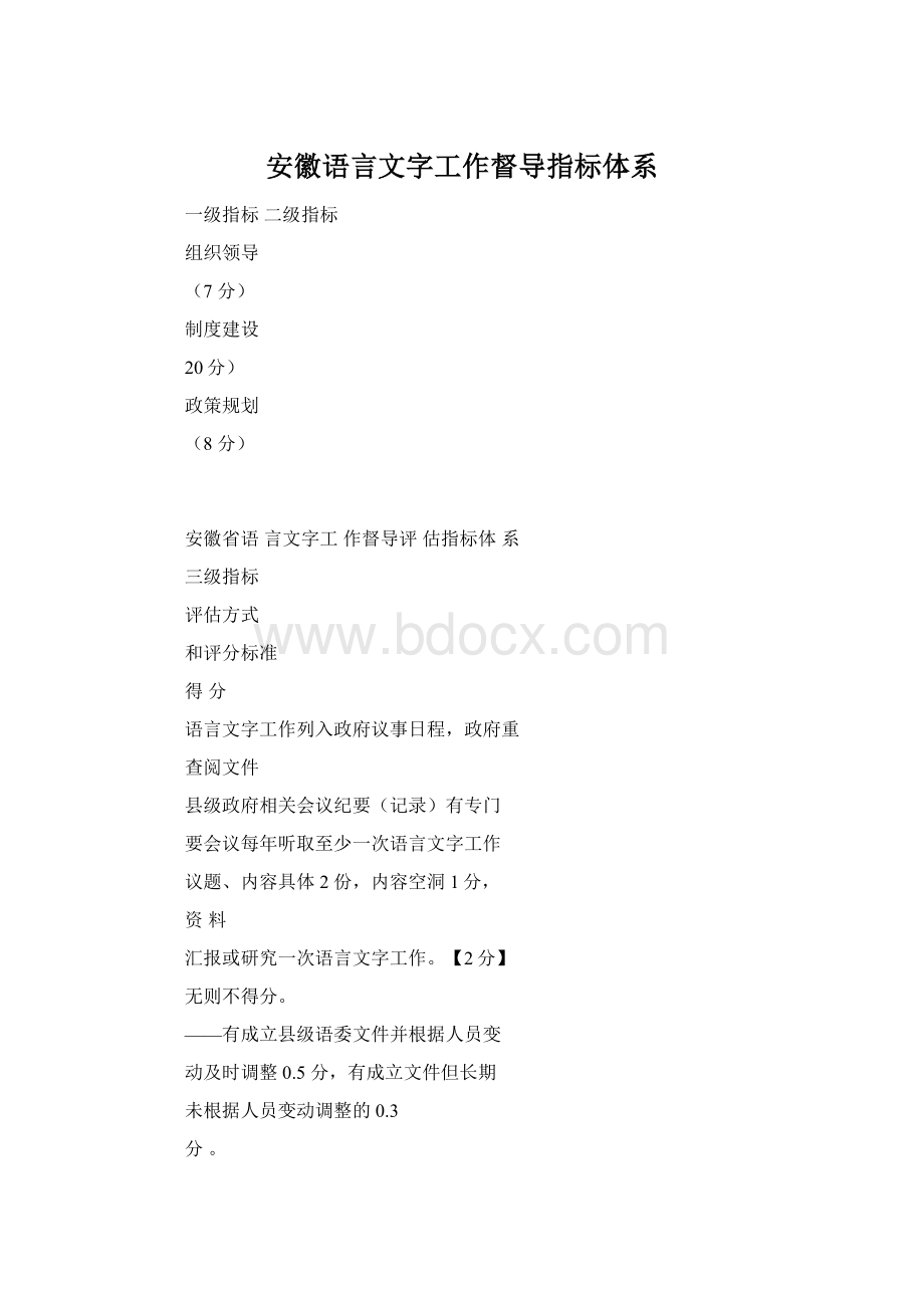 安徽语言文字工作督导指标体系.docx