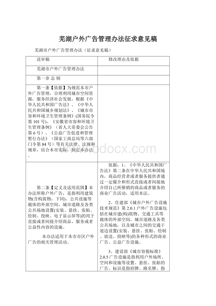 芜湖户外广告管理办法征求意见稿Word文件下载.docx