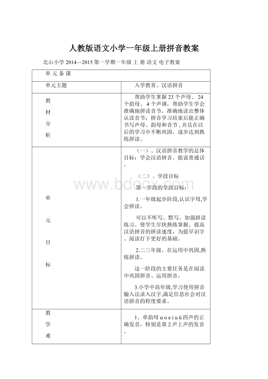 人教版语文小学一年级上册拼音教案.docx_第1页