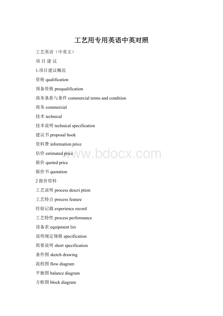 工艺用专用英语中英对照.docx_第1页