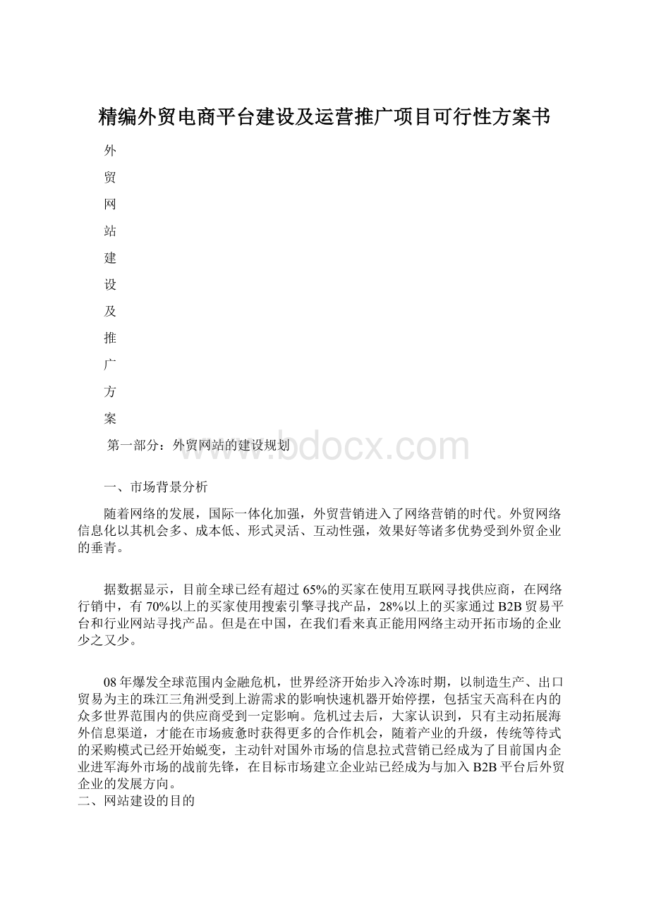 精编外贸电商平台建设及运营推广项目可行性方案书.docx_第1页