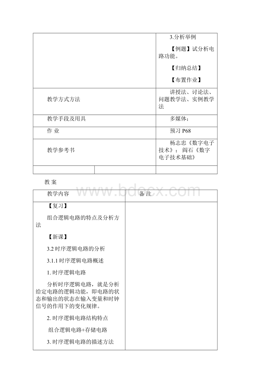 《数字电子技术》教案 课题名称 模块三 32时序逻辑电路的分析 授课.docx_第2页