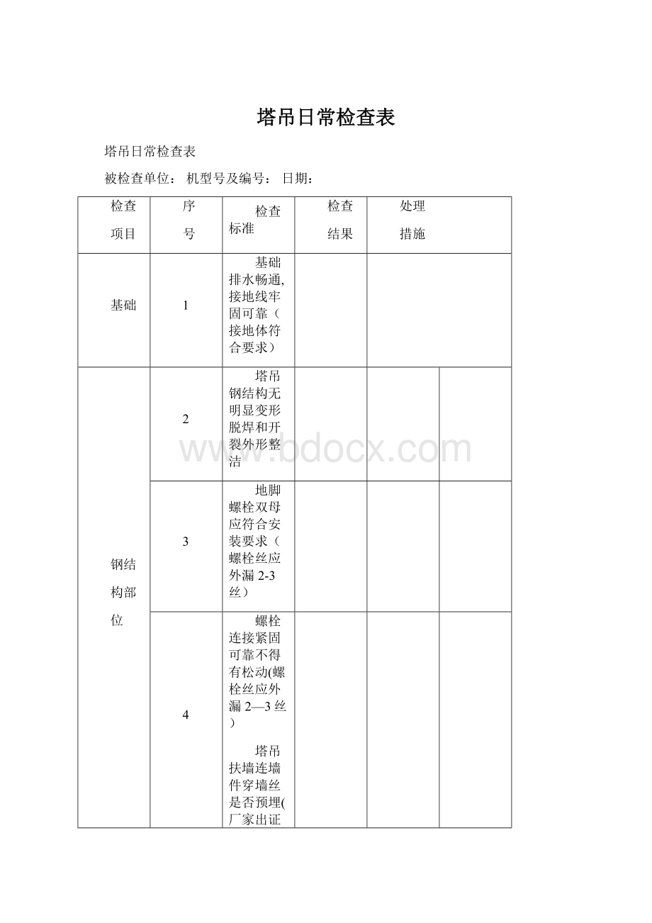 塔吊日常检查表.docx_第1页