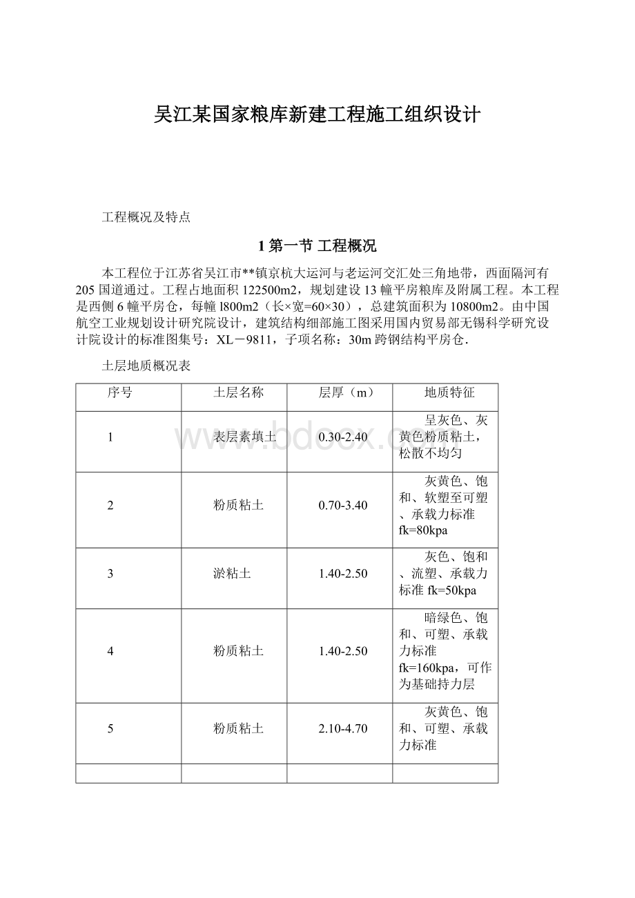 吴江某国家粮库新建工程施工组织设计.docx_第1页