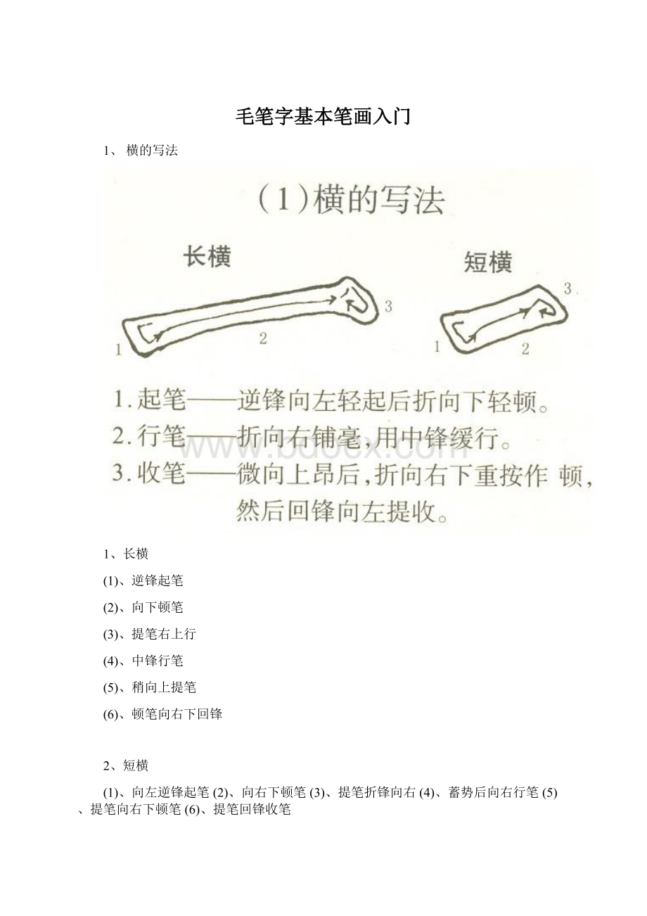 毛笔字基本笔画入门Word文档下载推荐.docx