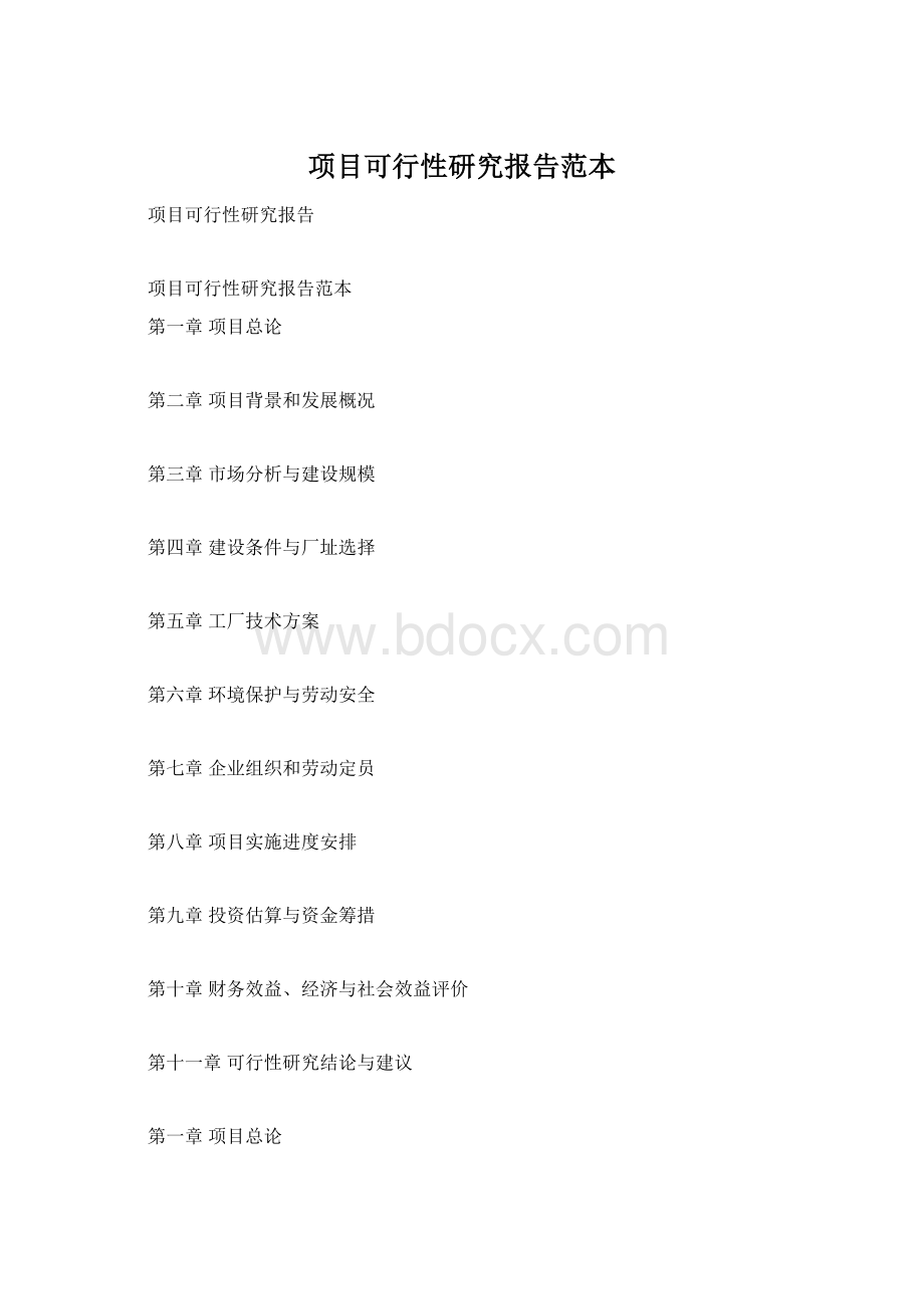 项目可行性研究报告范本Word文档格式.docx_第1页