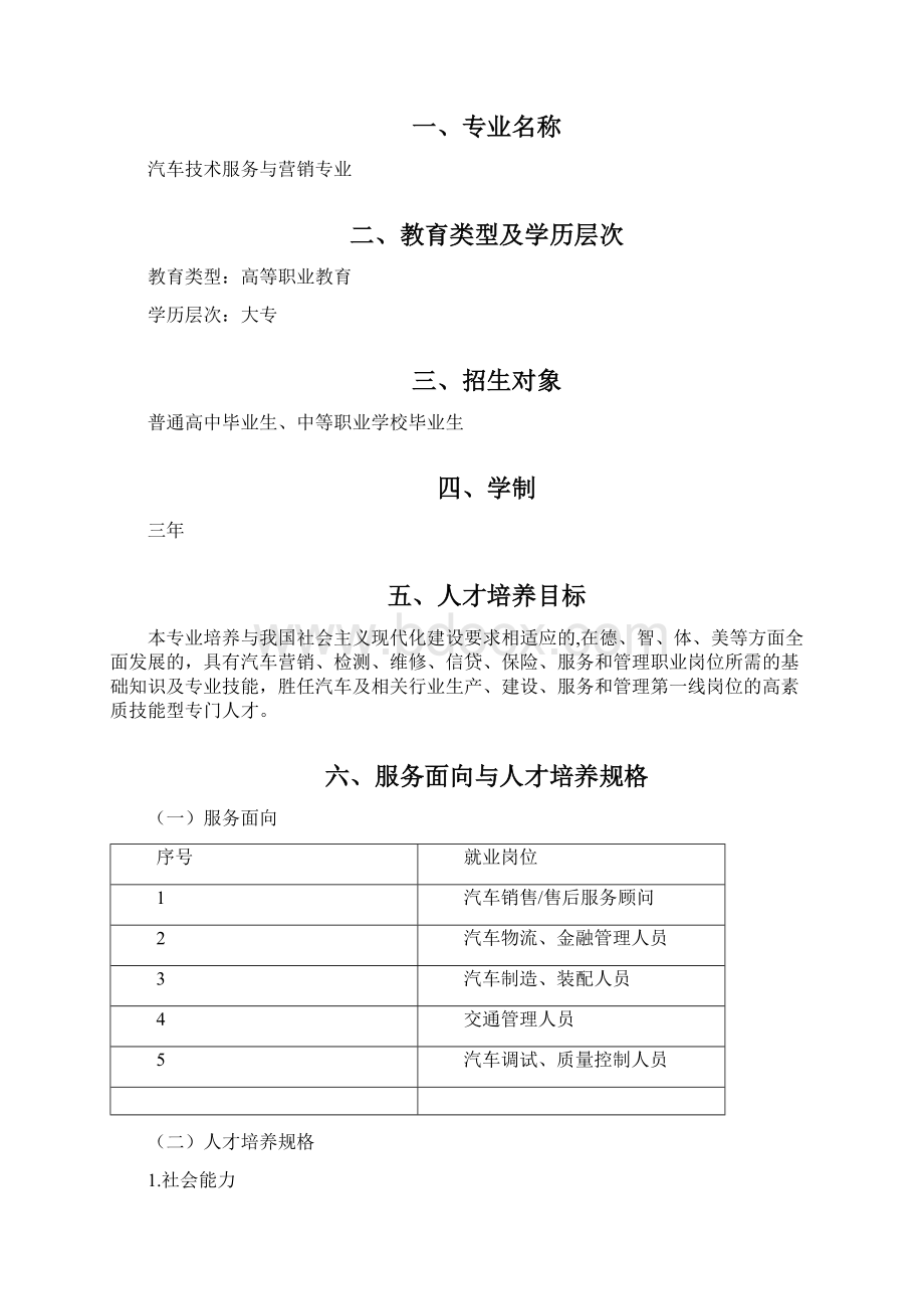 汽车技术服务与营销专业人才培养方案.docx_第2页