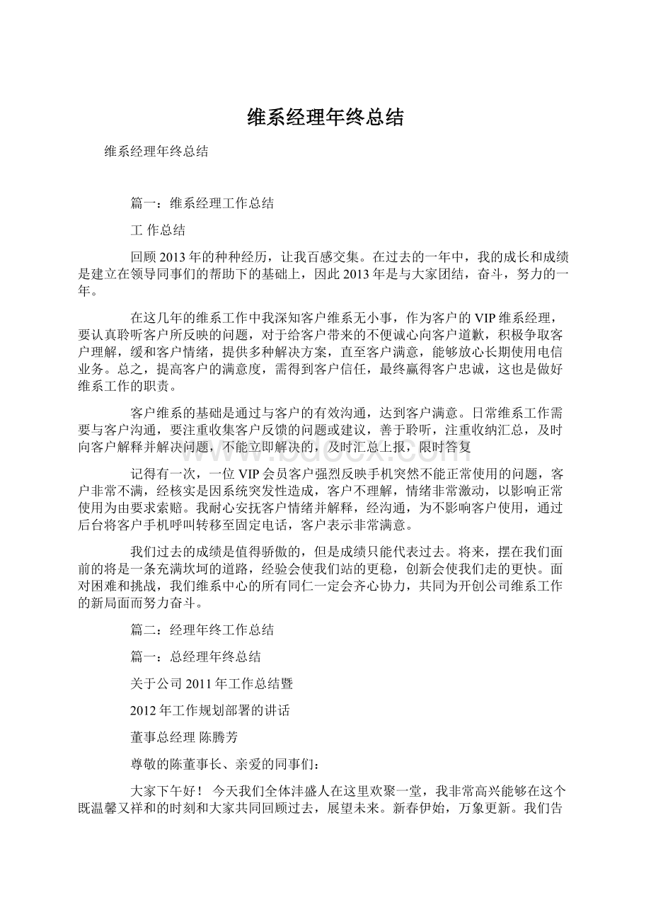 维系经理年终总结文档格式.docx