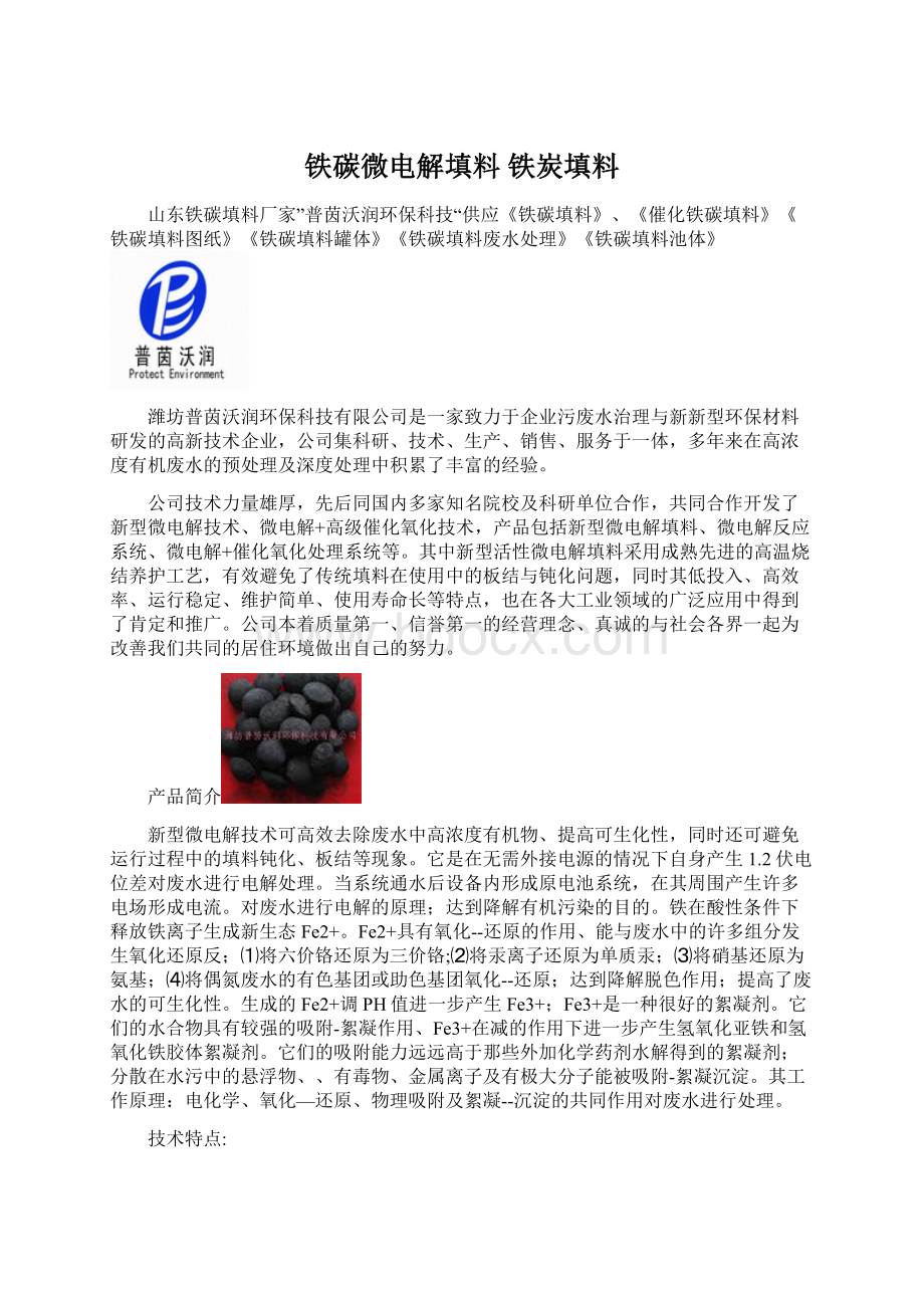 铁碳微电解填料 铁炭填料Word文档下载推荐.docx