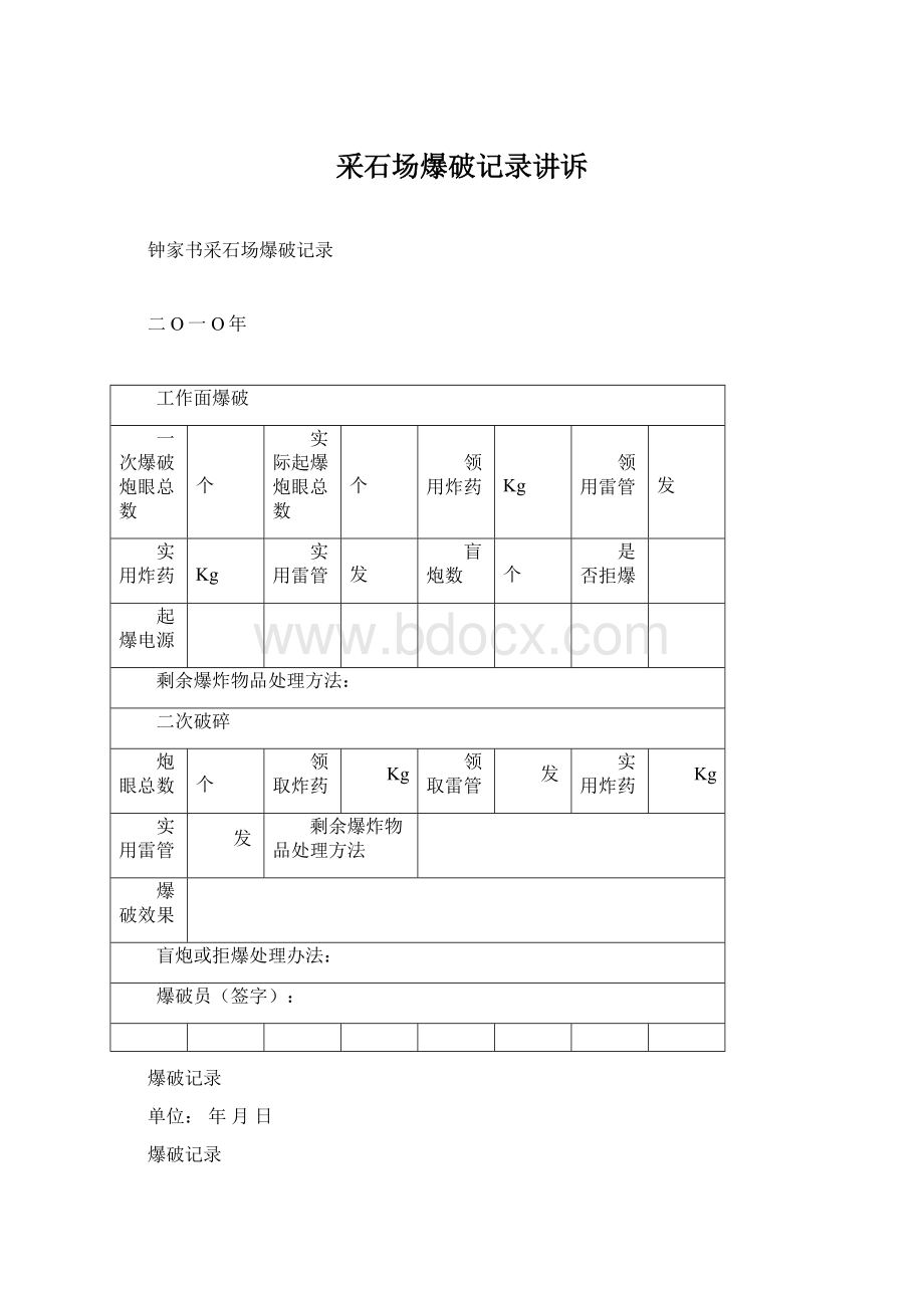 采石场爆破记录讲诉.docx_第1页