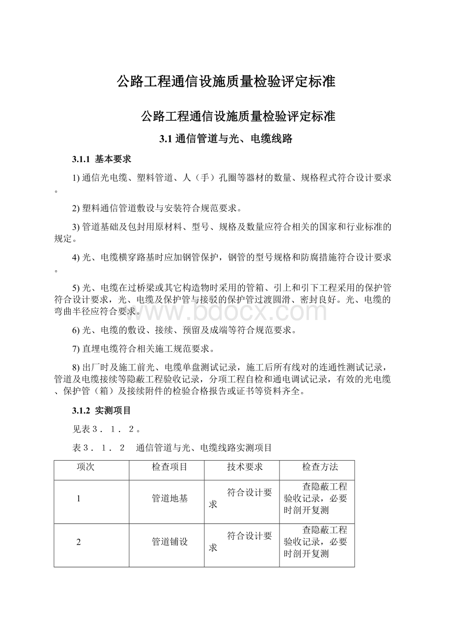 公路工程通信设施质量检验评定标准Word格式.docx_第1页