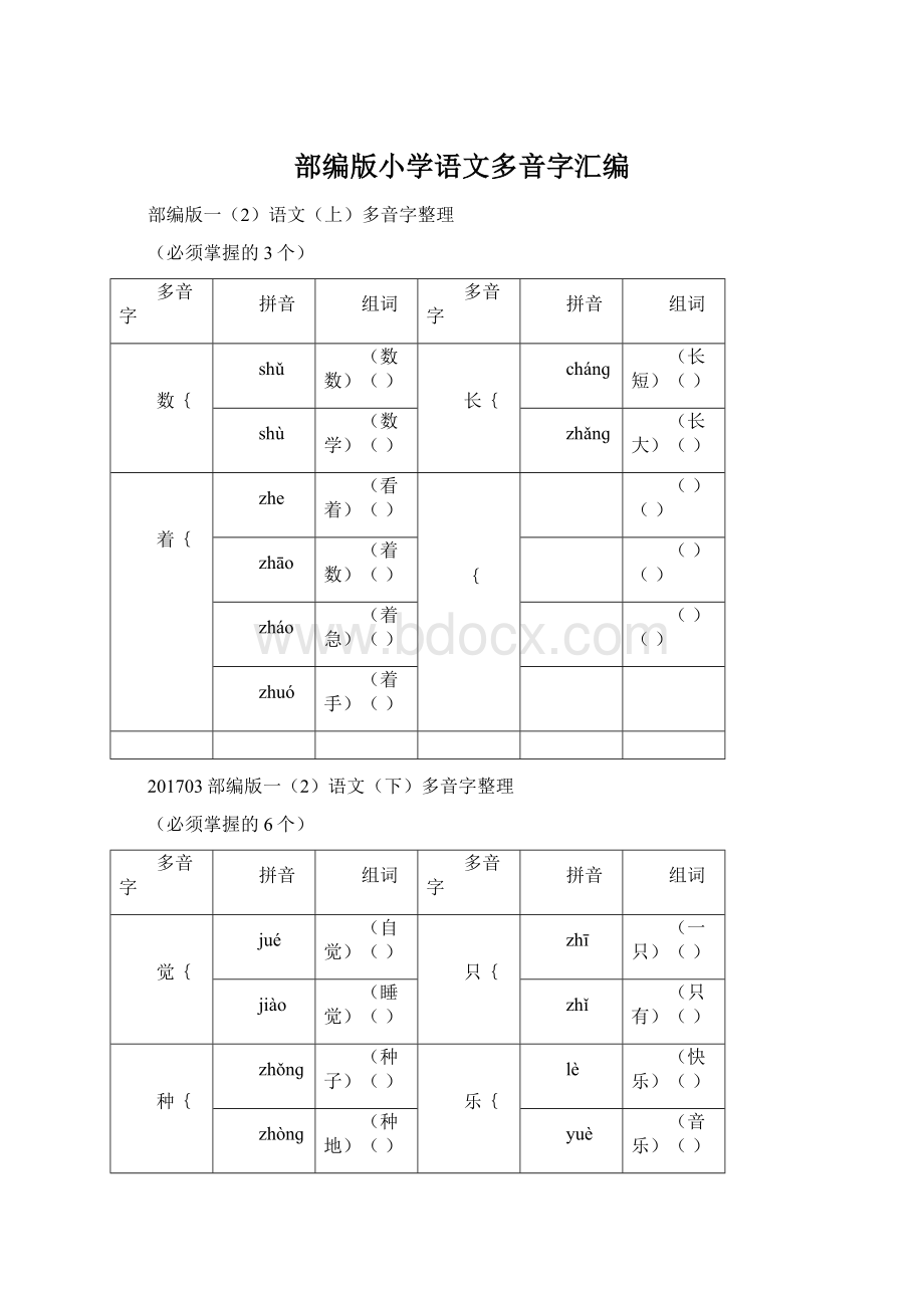 部编版小学语文多音字汇编Word格式.docx_第1页