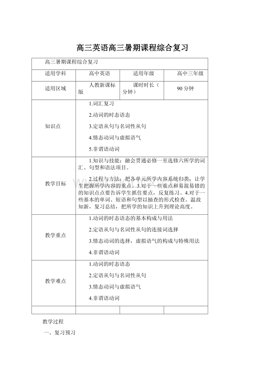 高三英语高三暑期课程综合复习.docx_第1页