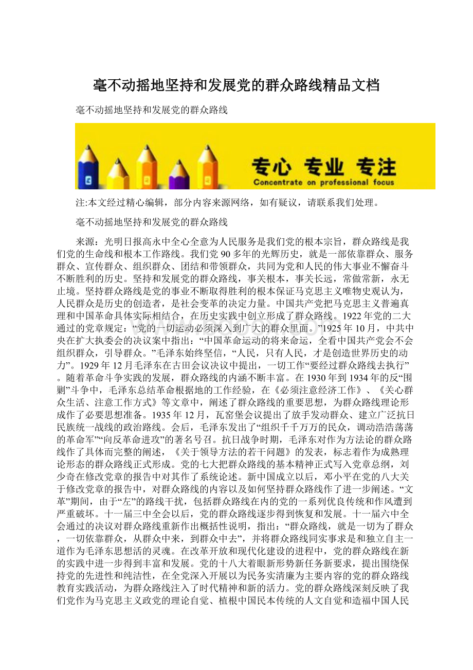 毫不动摇地坚持和发展党的群众路线精品文档.docx