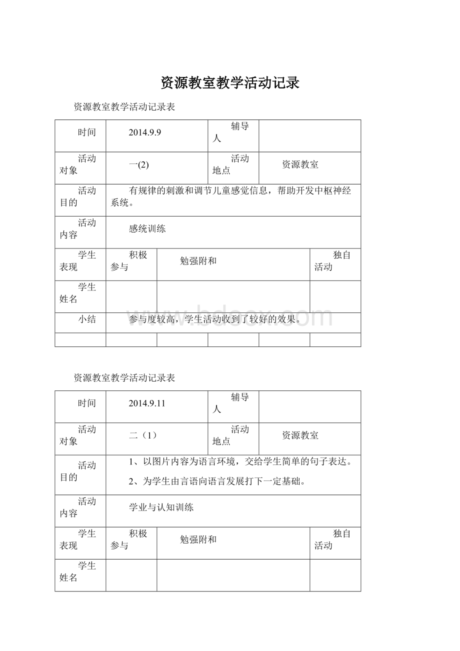 资源教室教学活动记录Word下载.docx_第1页