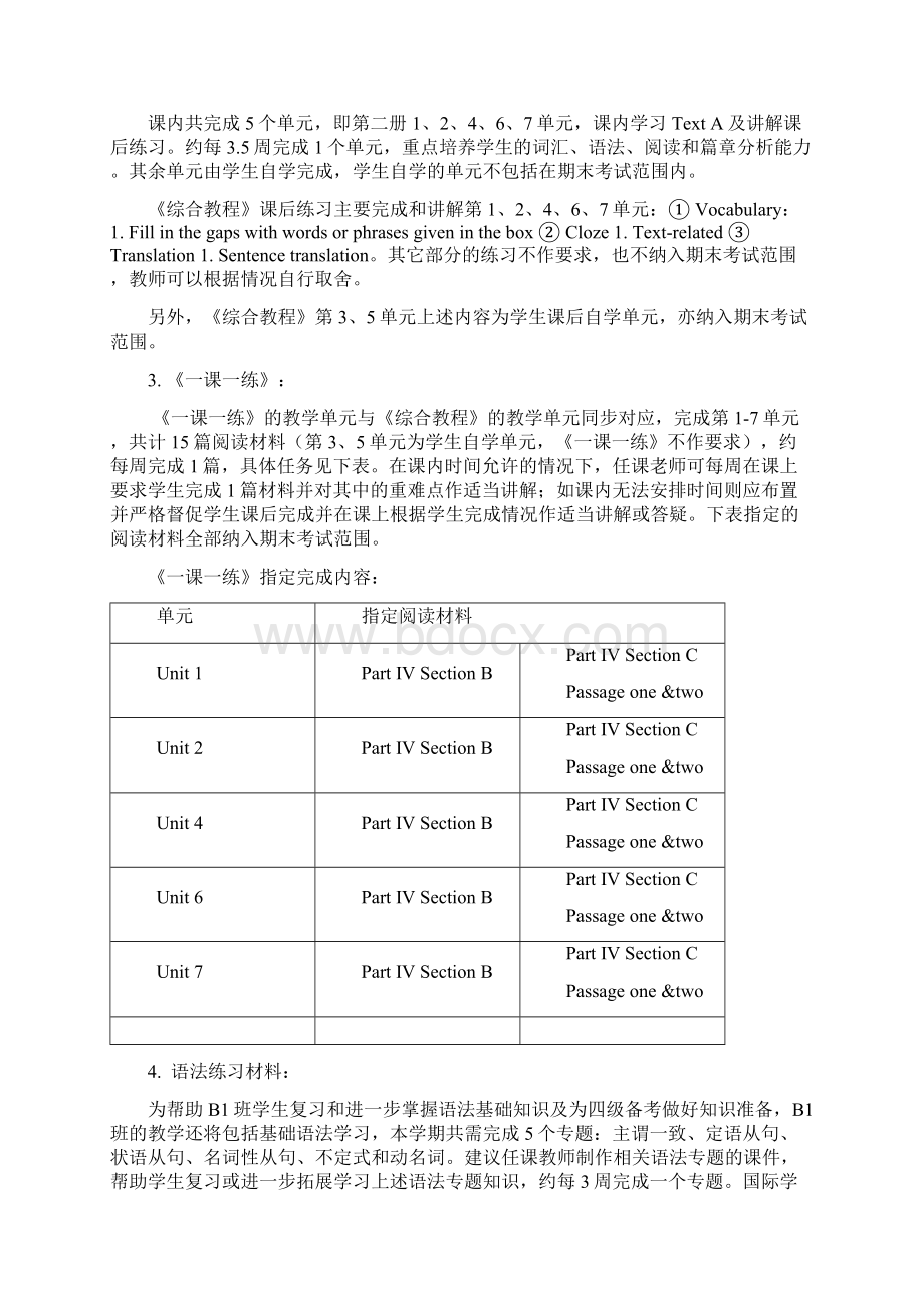 级大学英语第二学期教学计划B1班.docx_第2页