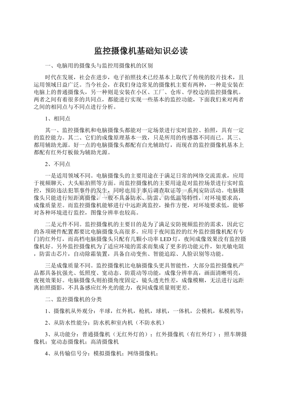 监控摄像机基础知识必读.docx