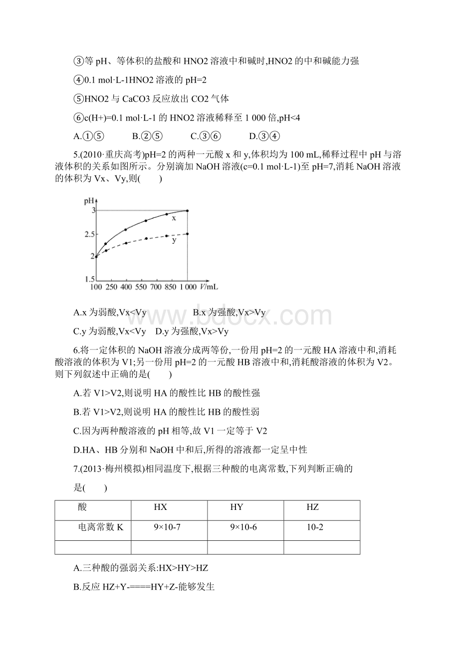 化学复习方略 课时提升作业 二十二第八章 第一节 弱电解质的电离人教版广东专供.docx_第2页