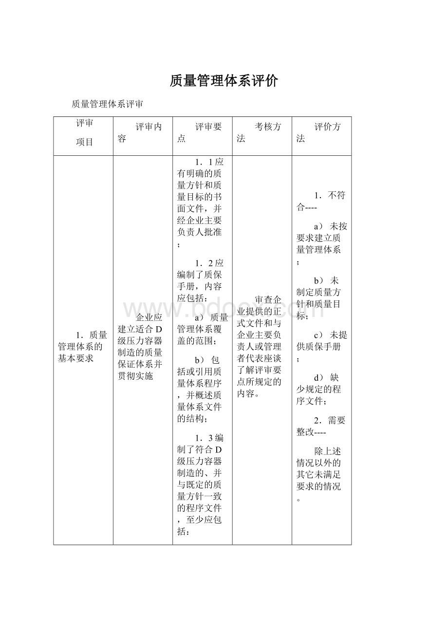 质量管理体系评价.docx