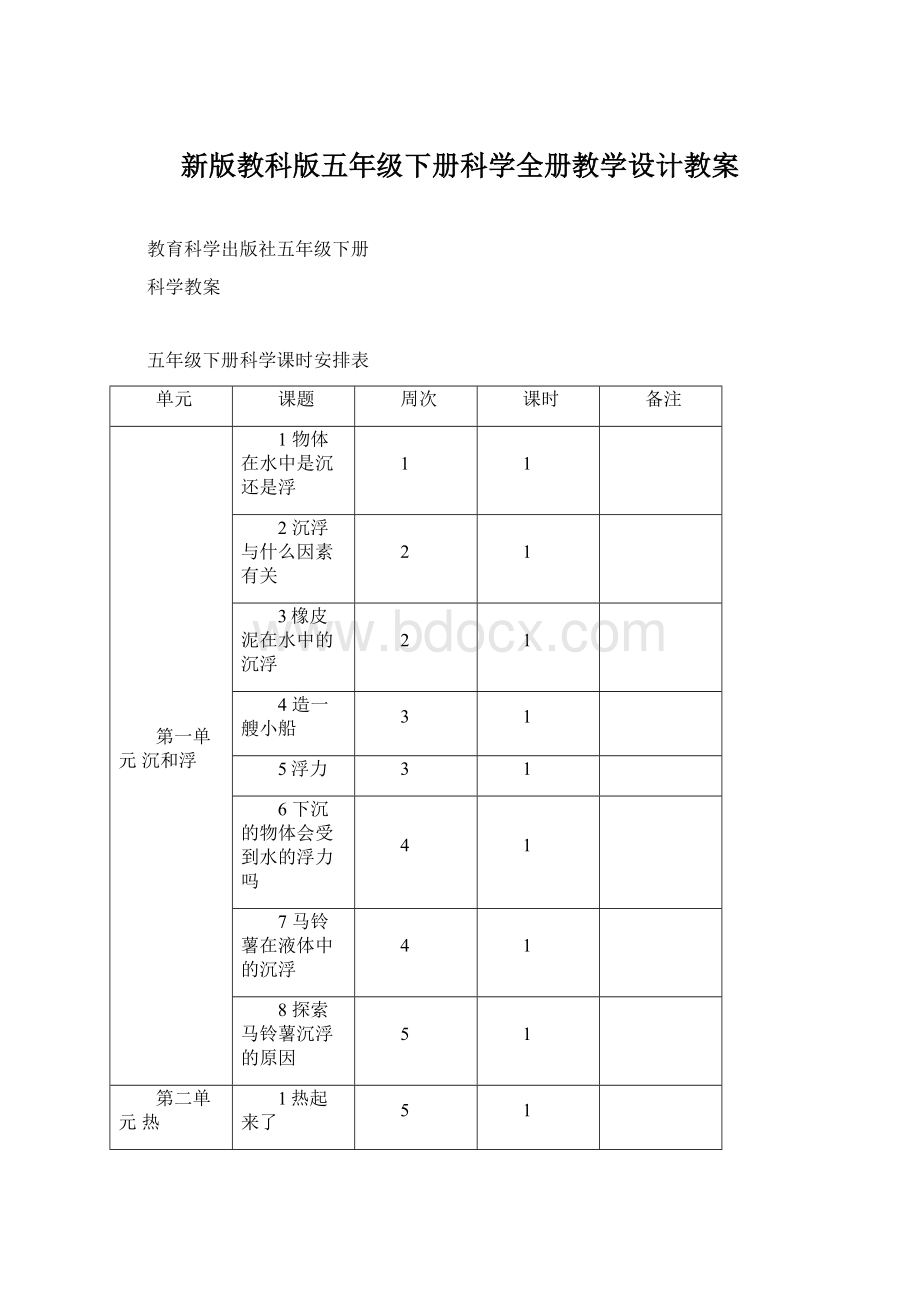 新版教科版五年级下册科学全册教学设计教案文档格式.docx