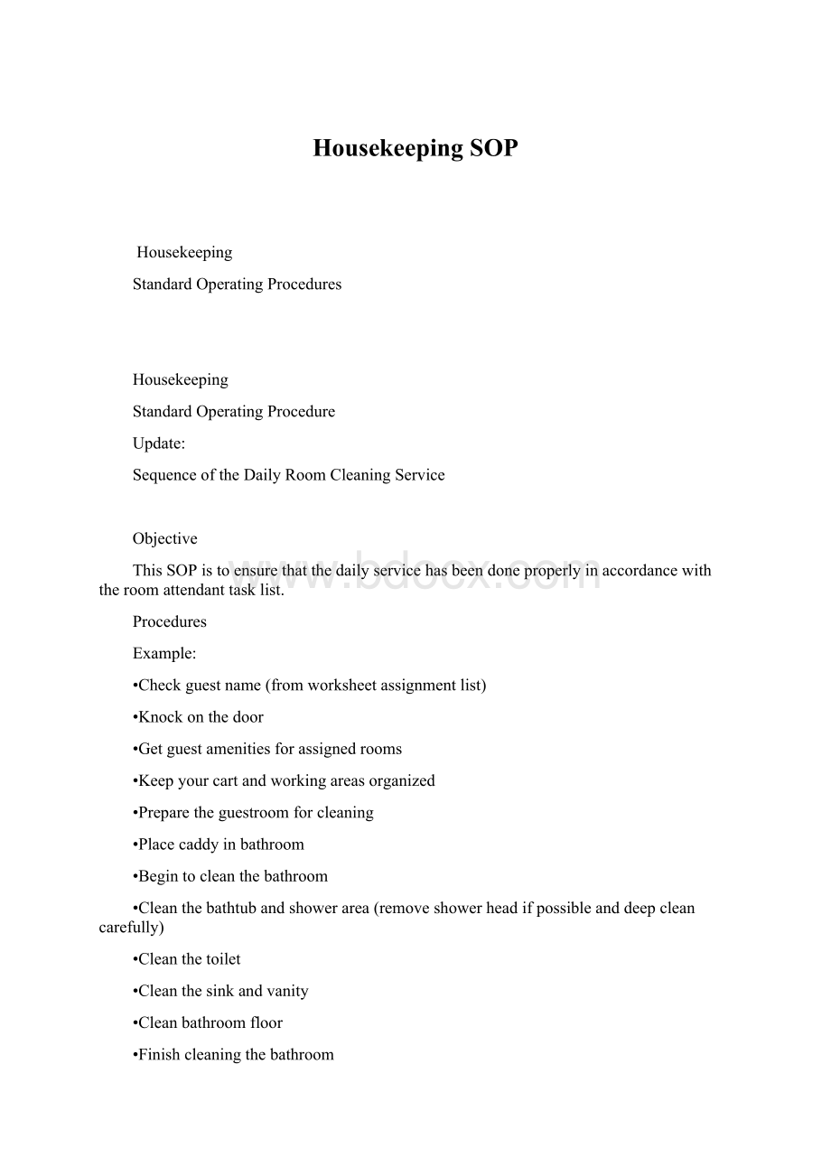 Housekeeping SOP.docx_第1页