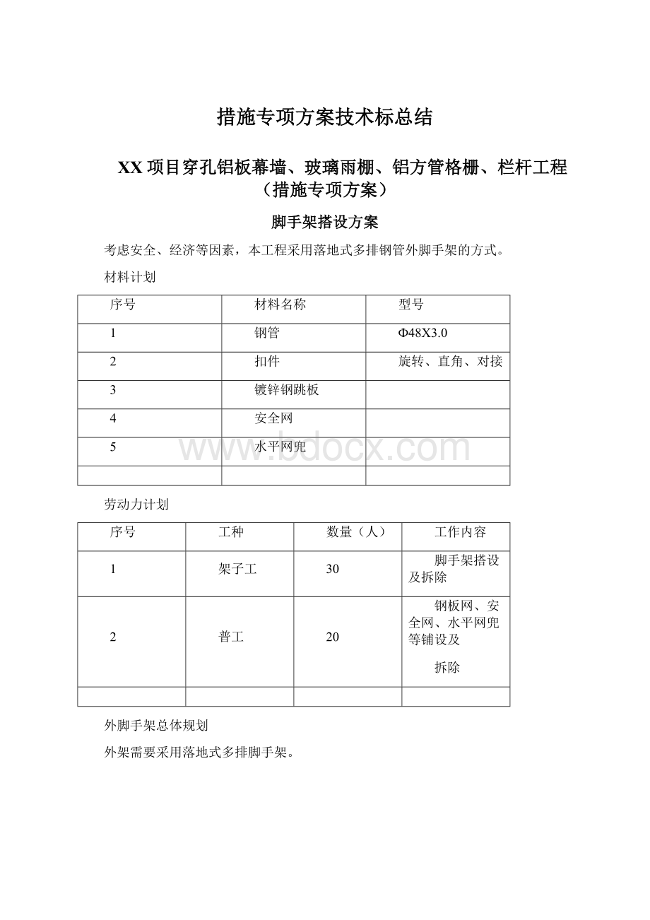 措施专项方案技术标总结.docx