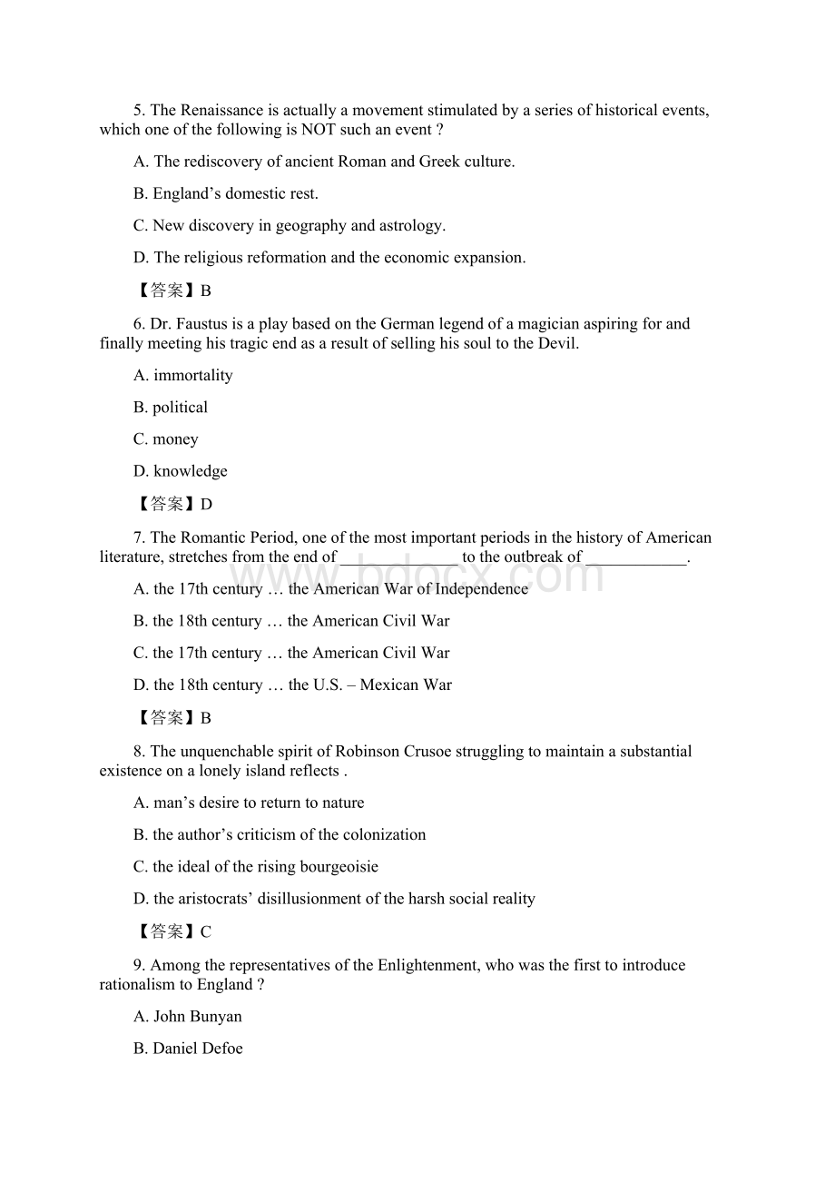 奥鹏东师 英美文学网考考前练习题及答案docWord文件下载.docx_第2页