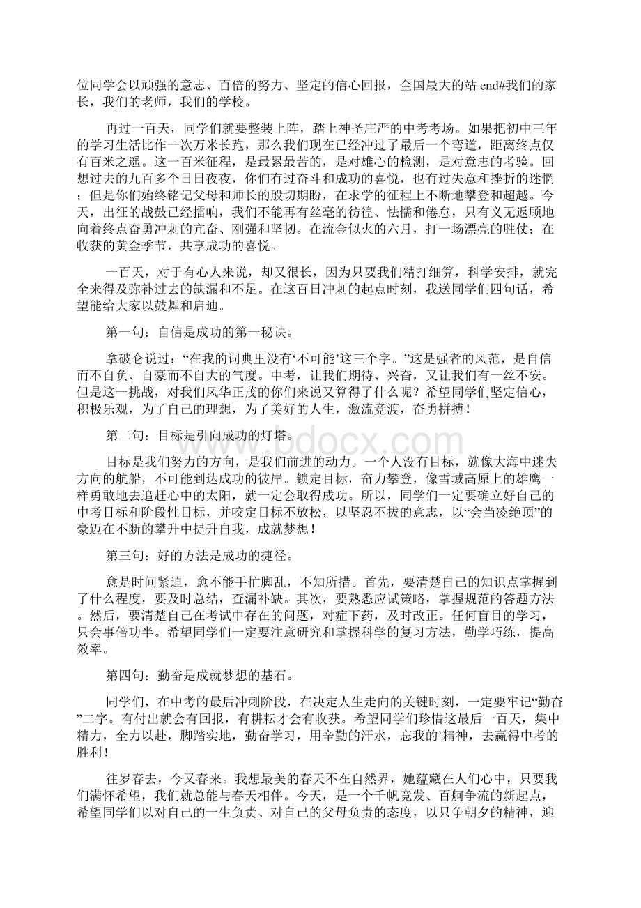 中考百日冲刺誓师大会发言稿4篇.docx_第3页