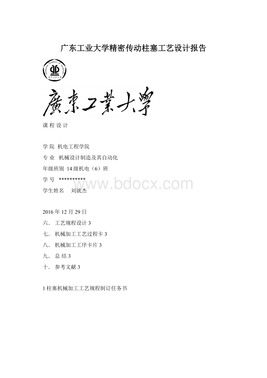 广东工业大学精密传动柱塞工艺设计报告Word文档格式.docx_第1页