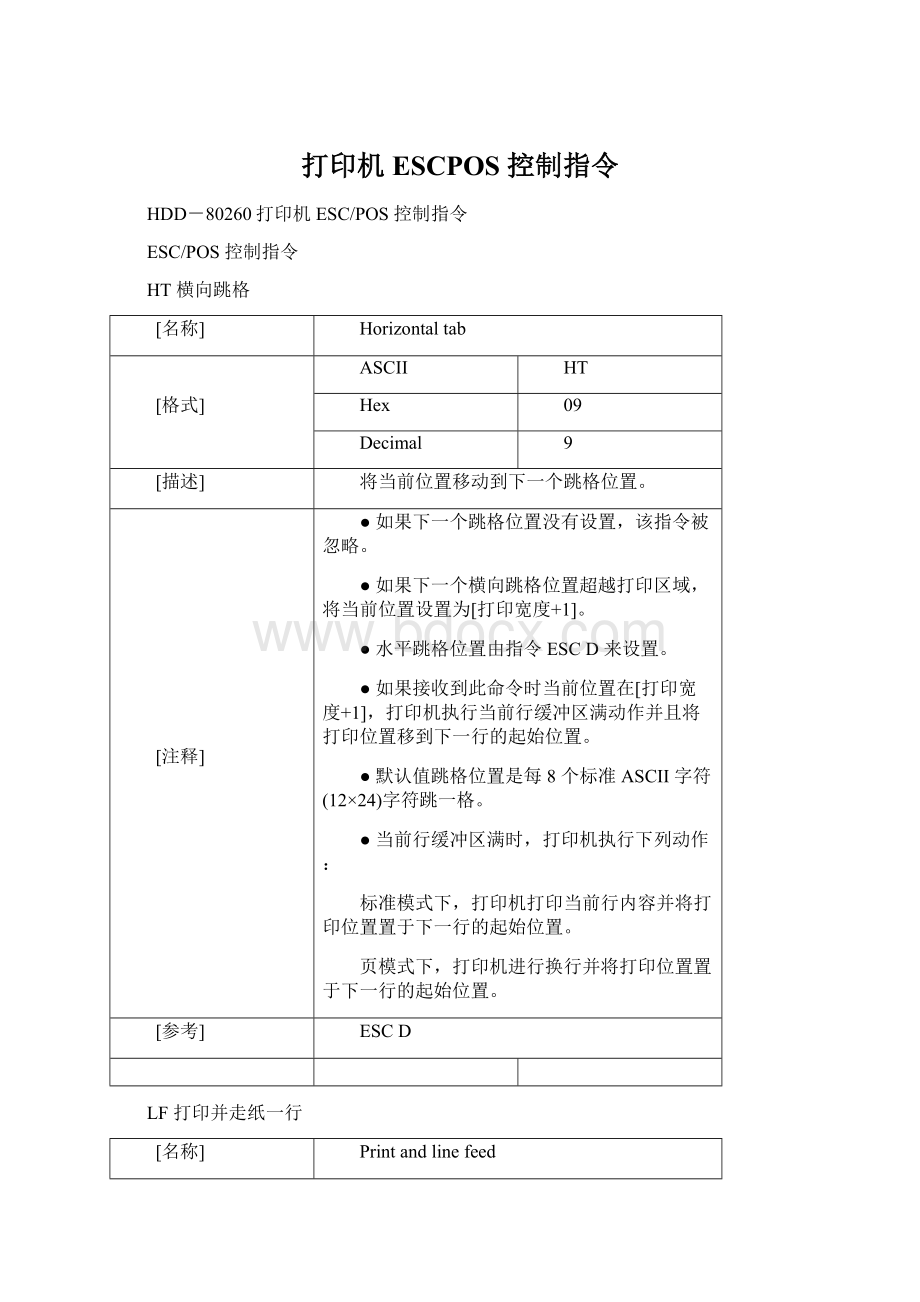 打印机ESCPOS 控制指令.docx_第1页