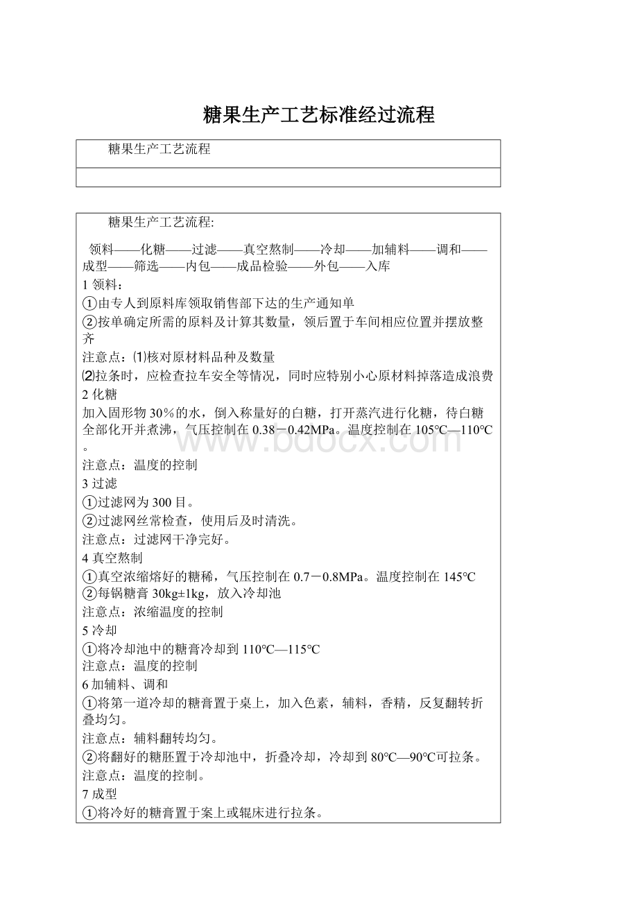 糖果生产工艺标准经过流程.docx_第1页