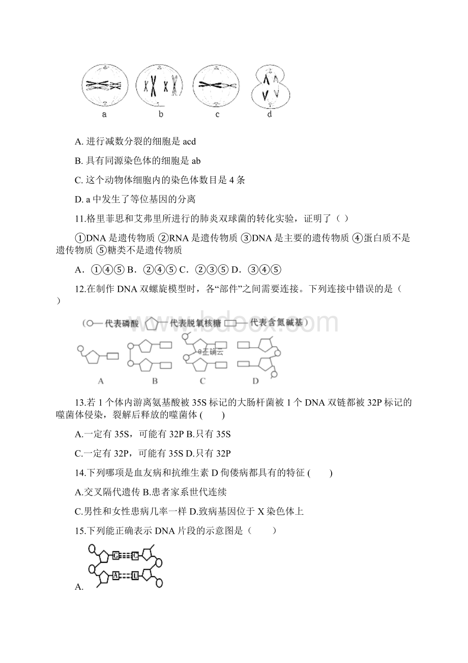 山东济宁第二中学高一下学期期中考试生物含答案.docx_第3页