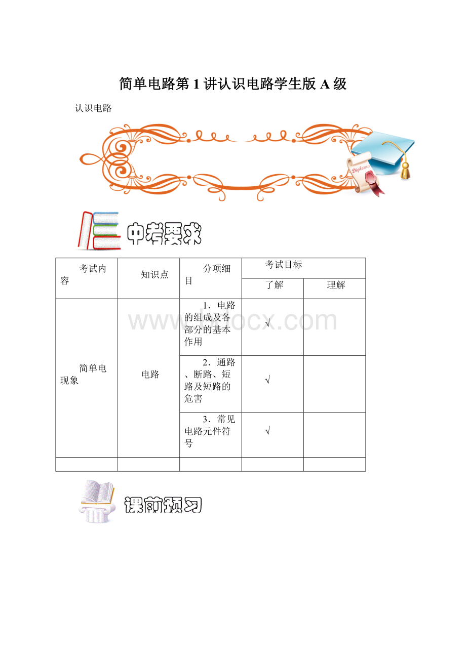 简单电路第1讲认识电路学生版A级.docx_第1页