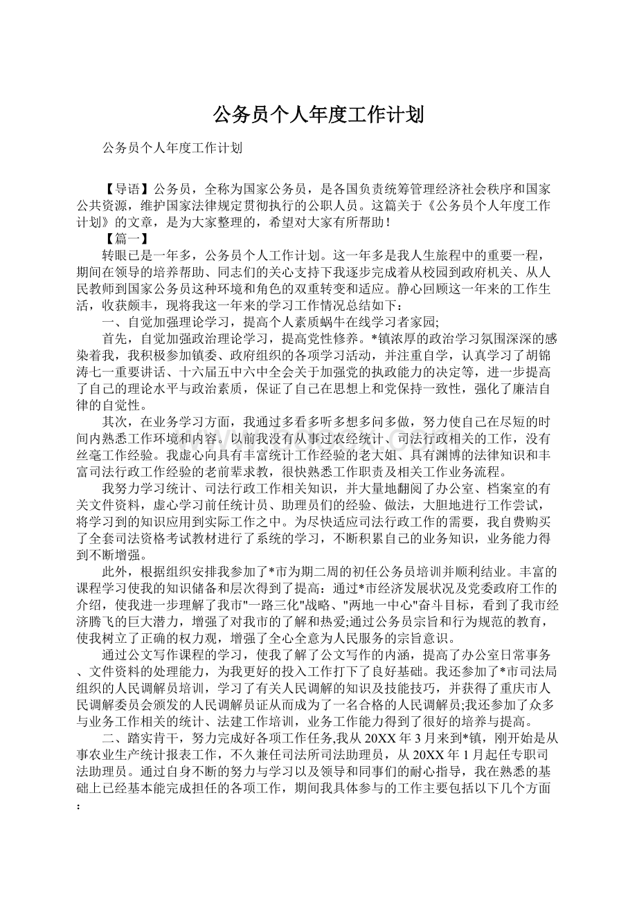 公务员个人年度工作计划.docx_第1页