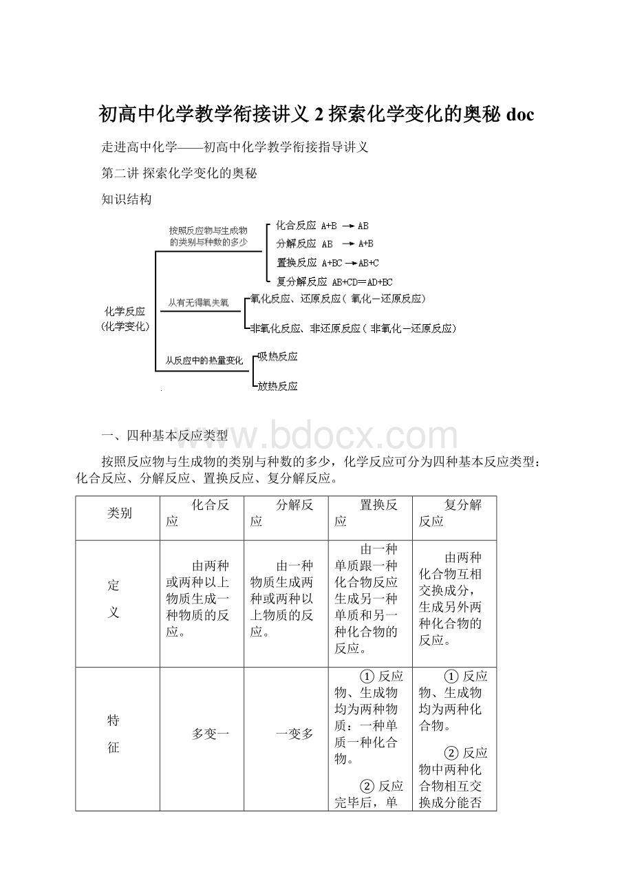 初高中化学教学衔接讲义2探索化学变化的奥秘doc.docx_第1页