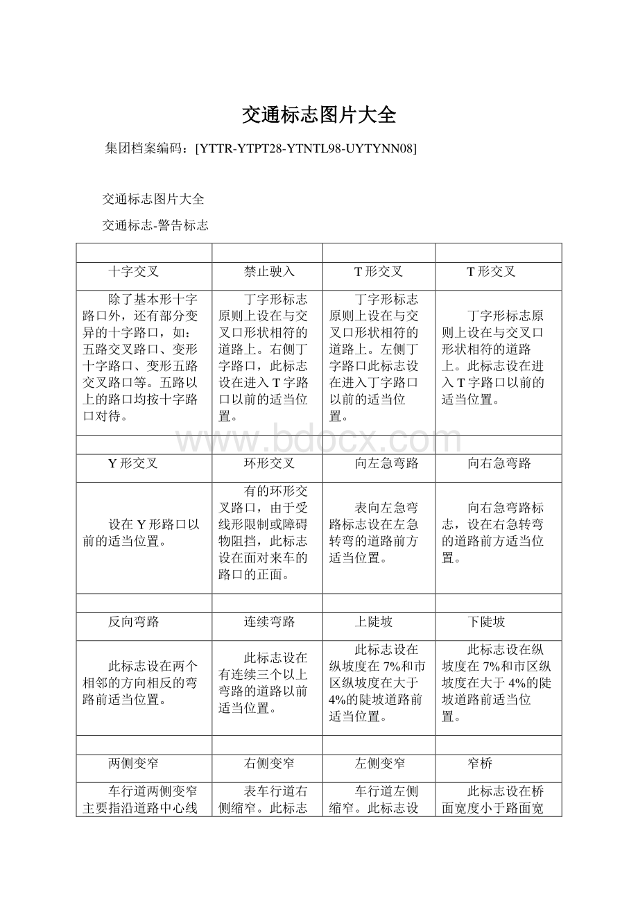 交通标志图片大全文档格式.docx