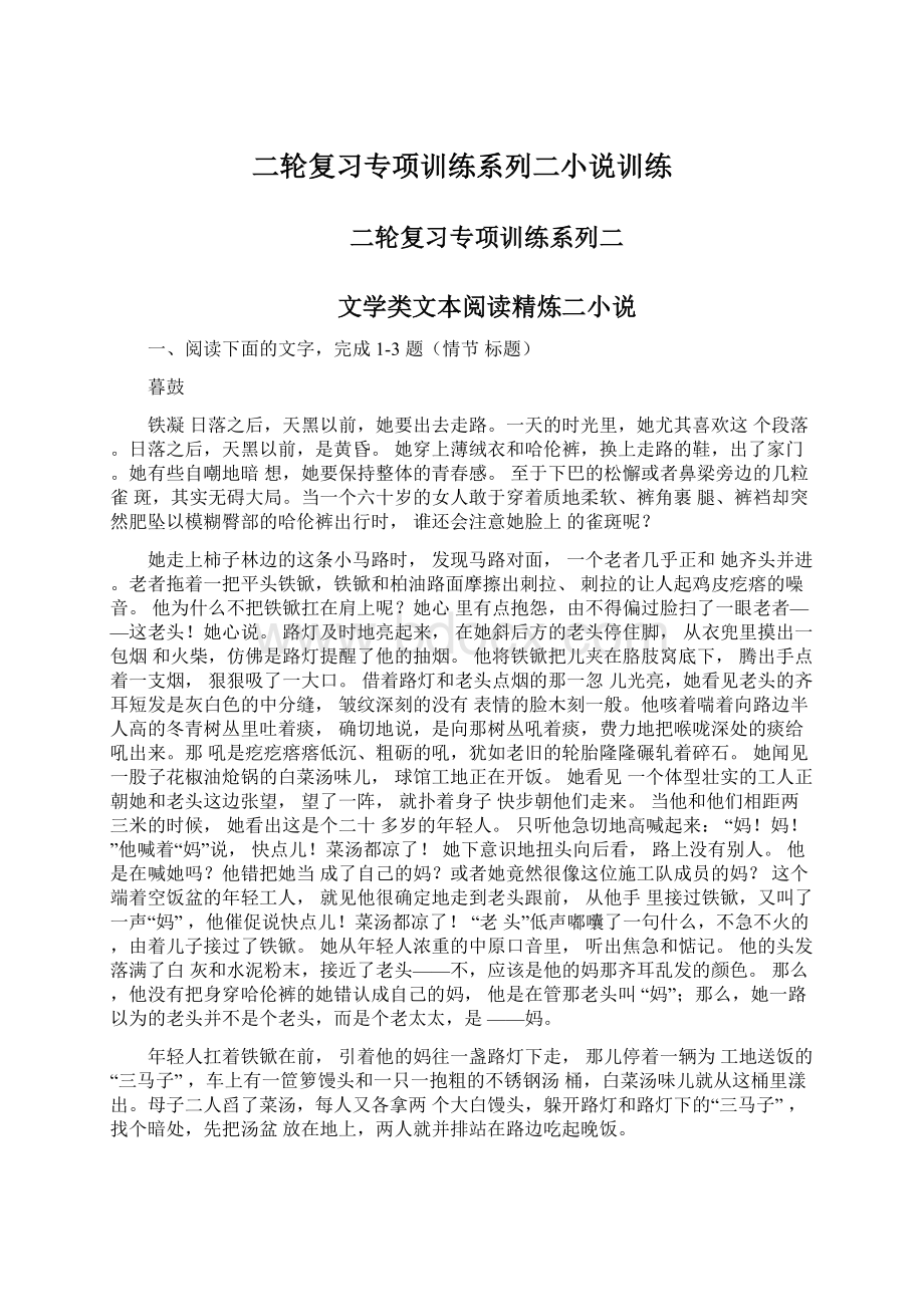 二轮复习专项训练系列二小说训练Word文档下载推荐.docx