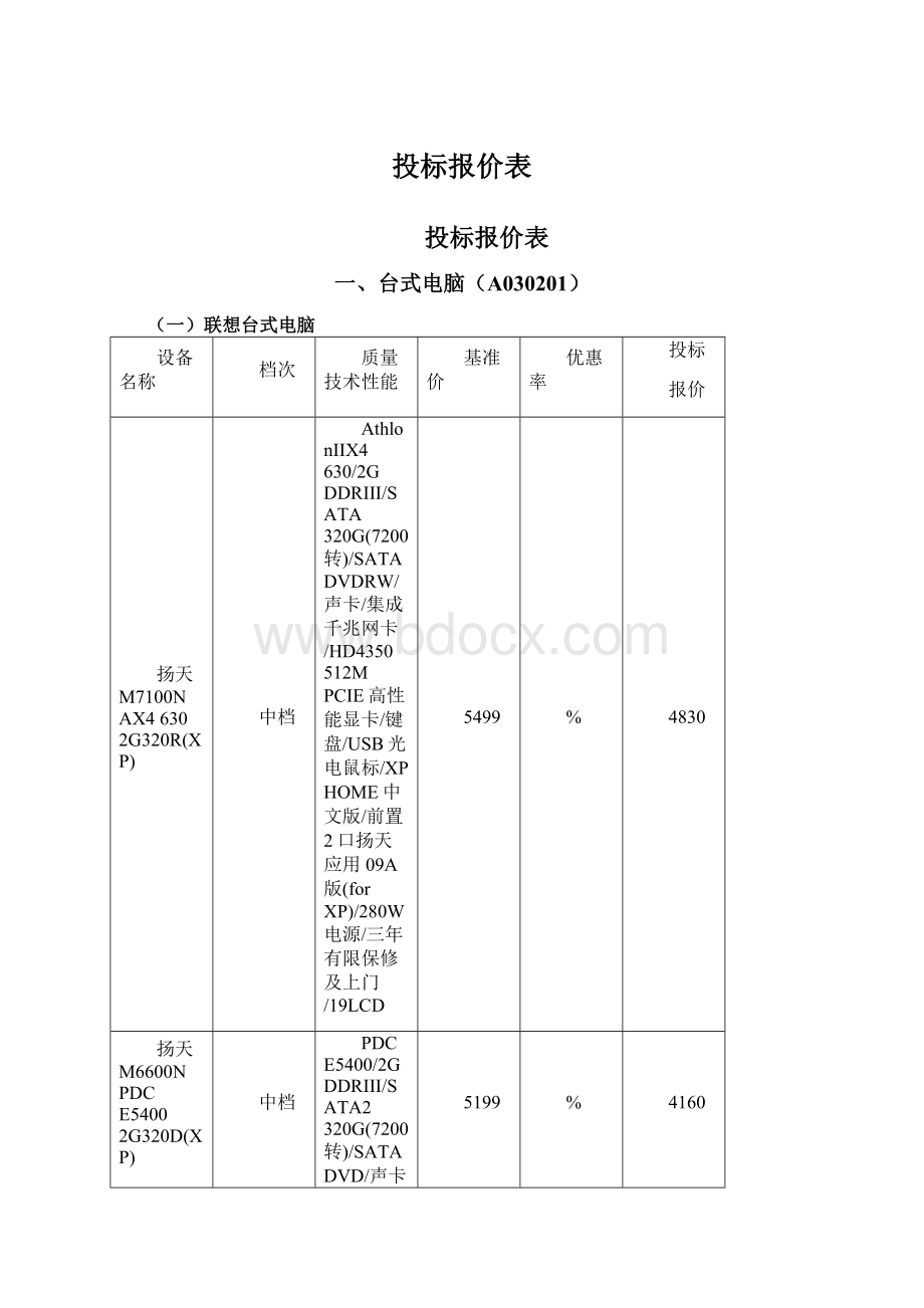 投标报价表Word格式文档下载.docx_第1页