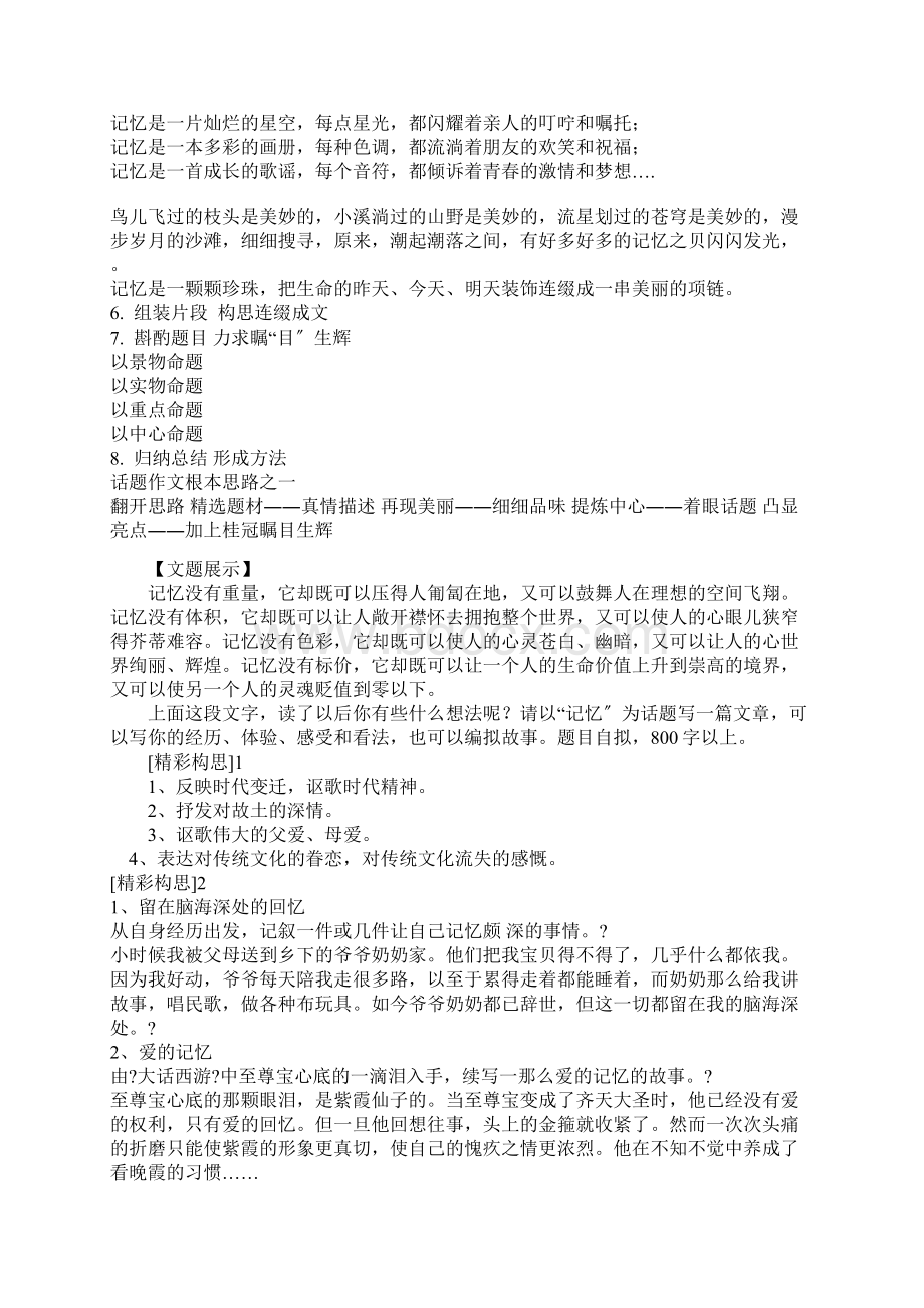 以记忆为话题的作文指导及范文文档格式.docx_第2页