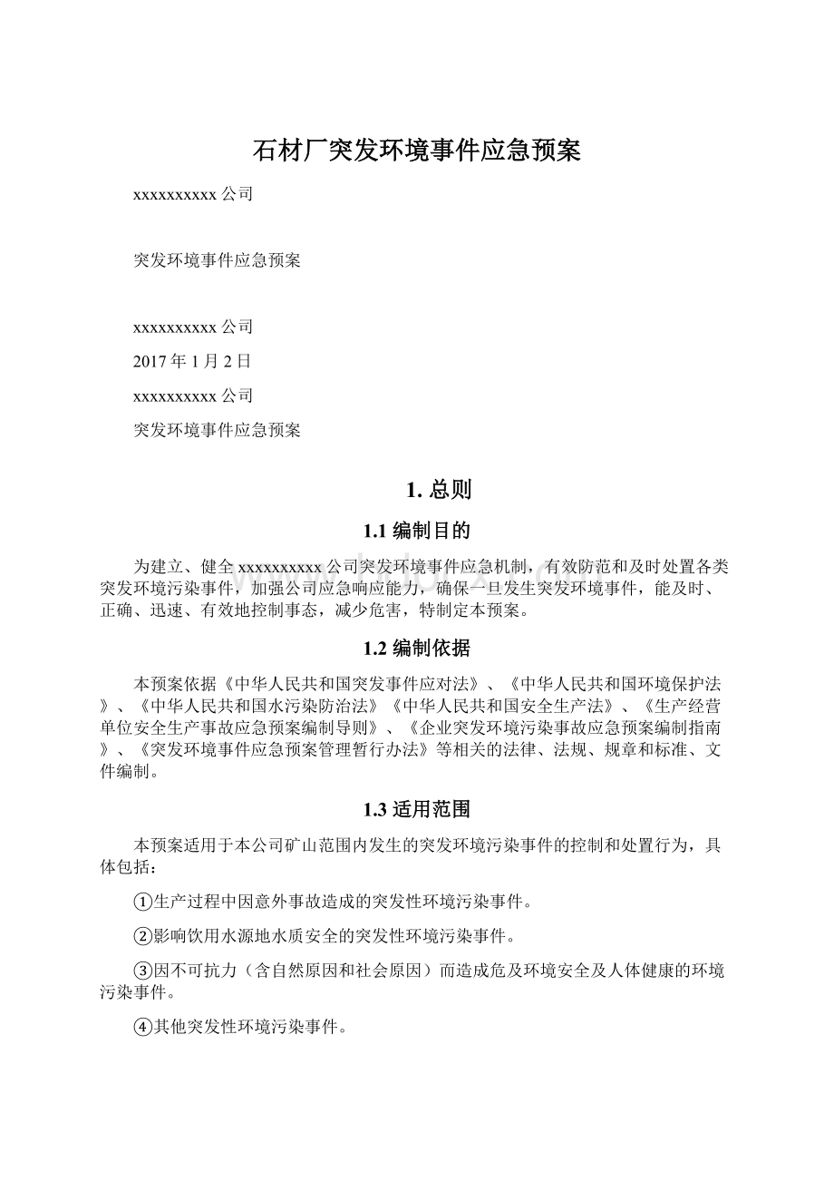 石材厂突发环境事件应急预案.docx_第1页