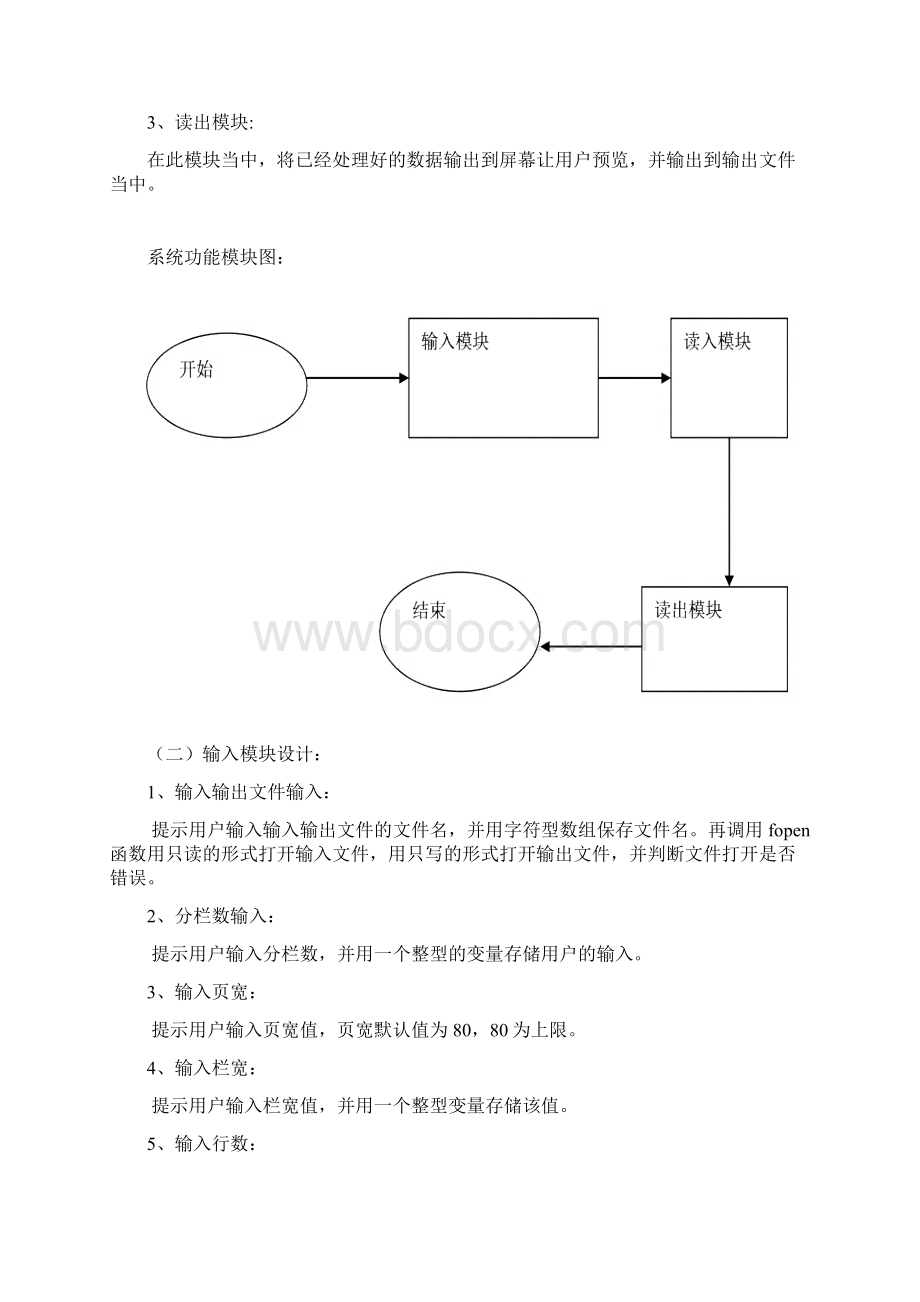 湖南大学c语言文本分栏程序设计报告Word格式文档下载.docx_第3页