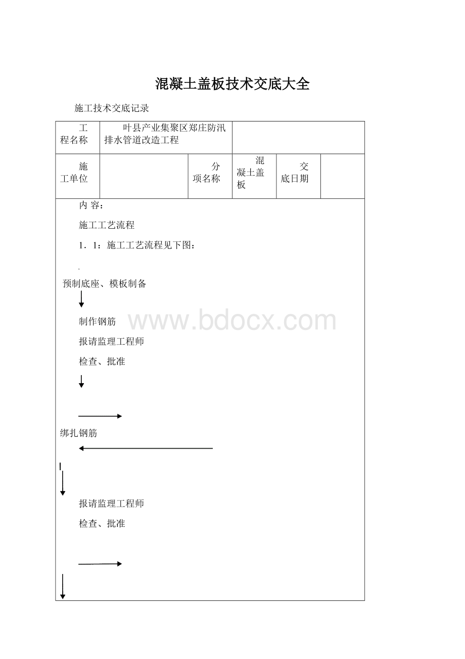 混凝土盖板技术交底大全Word文档格式.docx