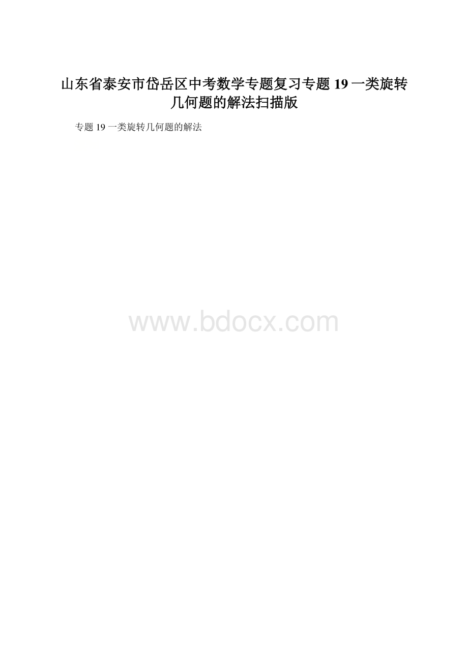 山东省泰安市岱岳区中考数学专题复习专题19一类旋转几何题的解法扫描版.docx