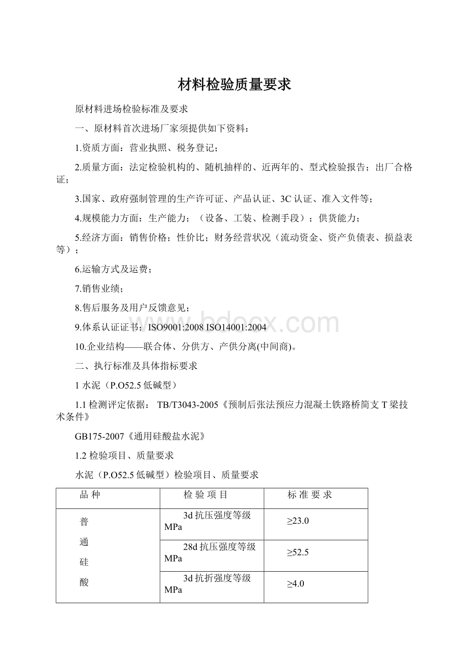 材料检验质量要求.docx