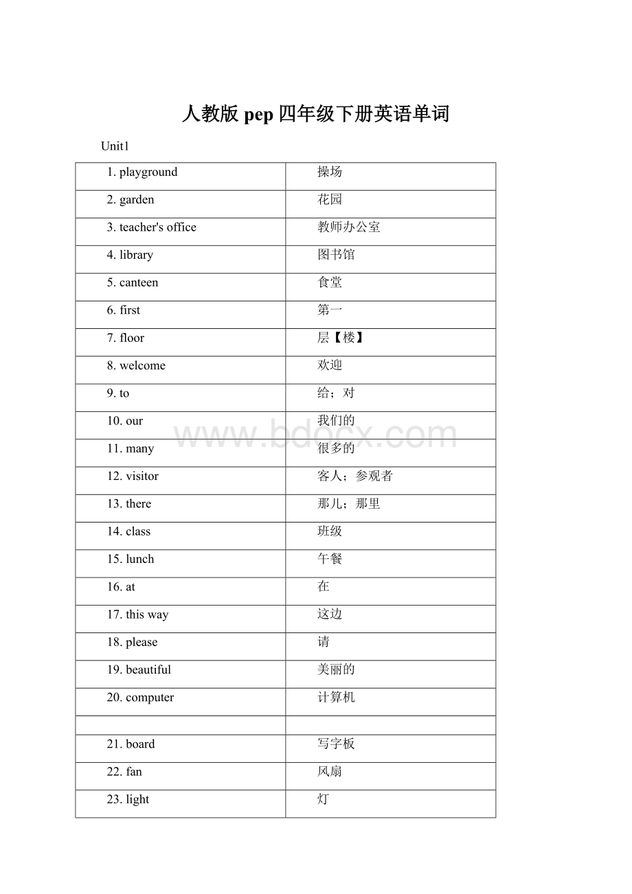 人教版pep四年级下册英语单词.docx_第1页