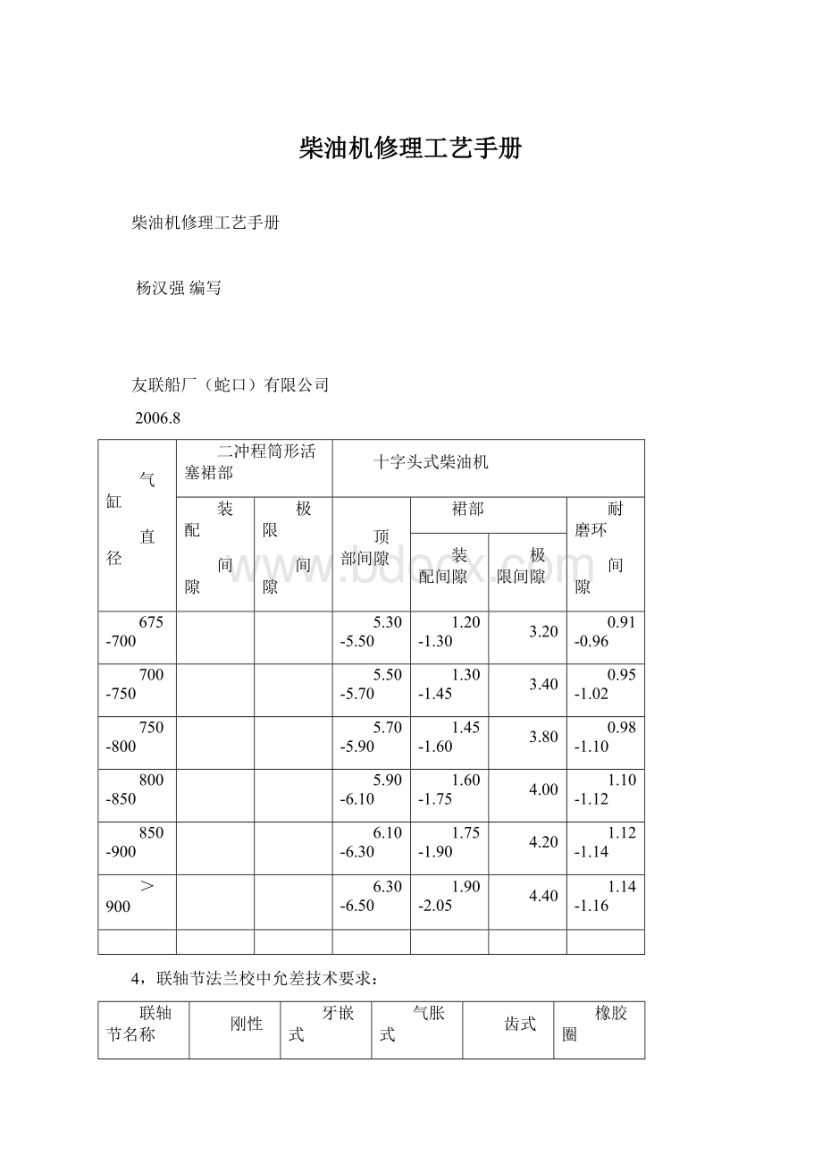 柴油机修理工艺手册.docx