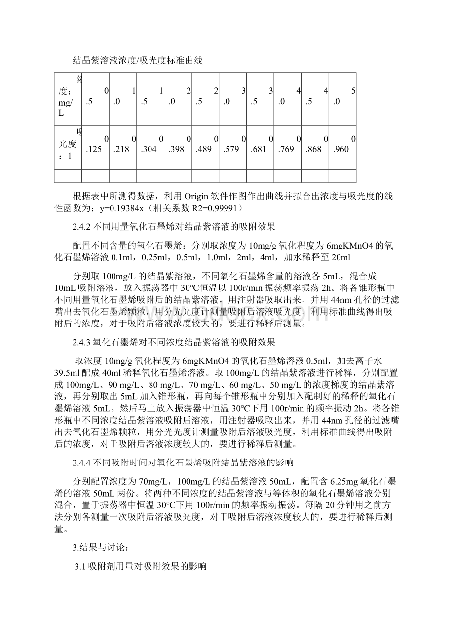 氧化石墨烯对结晶紫的吸附性能研究Word文档格式.docx_第3页