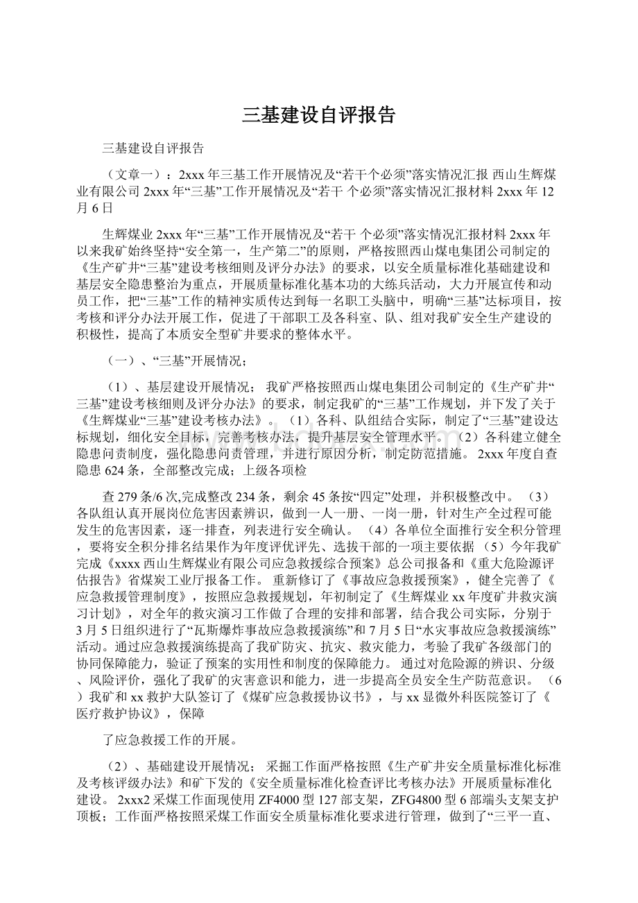 三基建设自评报告Word文档下载推荐.docx